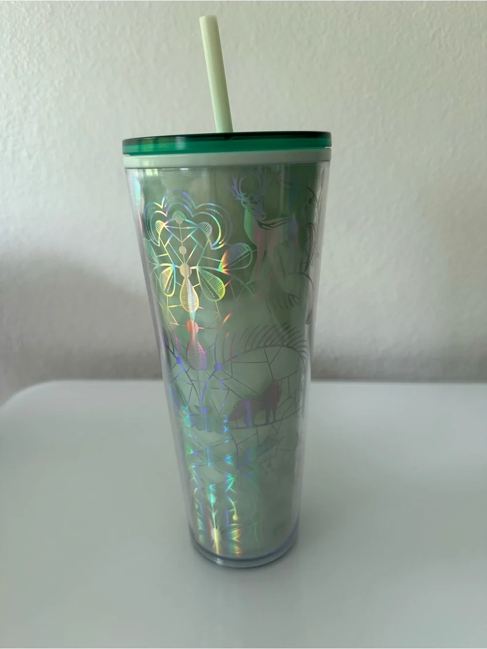 Starbucks 2022 holiday mint winter woodland color change tumbler 24 oz. NWT.